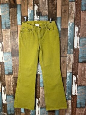 Jeanology mid rise Olive Green Flare Jeans